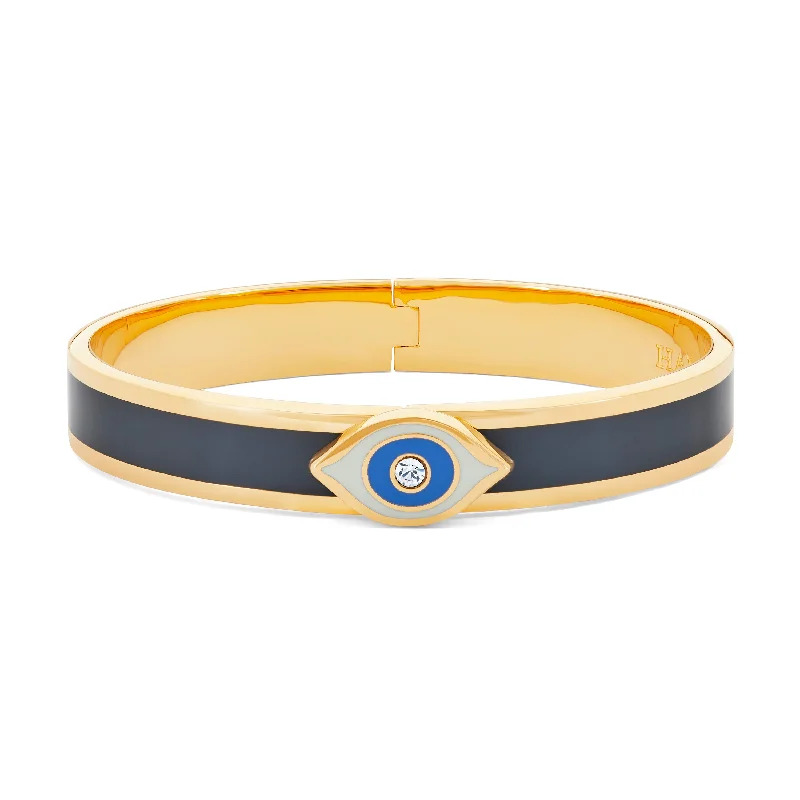 Geometric - Shaped Bangles in Matte Black for a Minimalist AestheticEvil Eye Sparkle Button Midnight & Gold Bangle Geometric - Shaped Bangles in Matte Black for a Minimalist AestheticEvil Eye Sparkle Button Midnight & Gold Bangle
