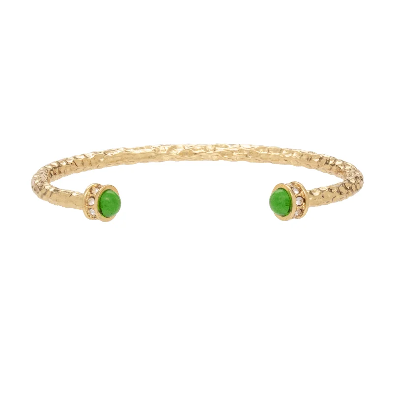 Handmade Bangle Bracelets with Polymer Clay Designs for a Personal TouchHammered Torque Emerald & Gold Bangle