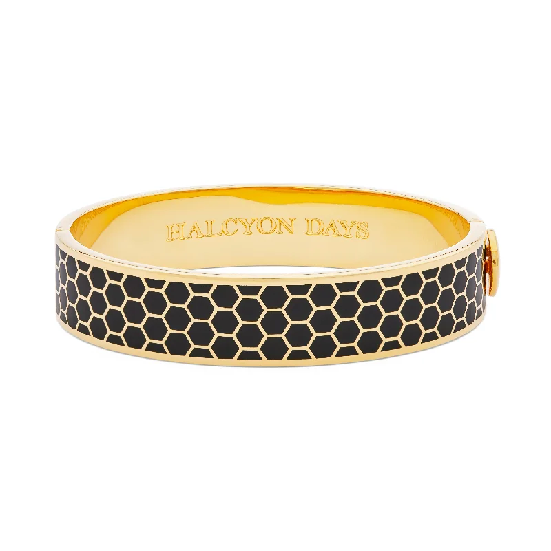 Adjustable Bangle Bracelets with Magnetic Closures for Easy Wear and RemovalHoneycomb Black & Gold Bangle Adjustable Bangle Bracelets with Magnetic Closures for Easy Wear and RemovalHoneycomb Black & Gold Bangle