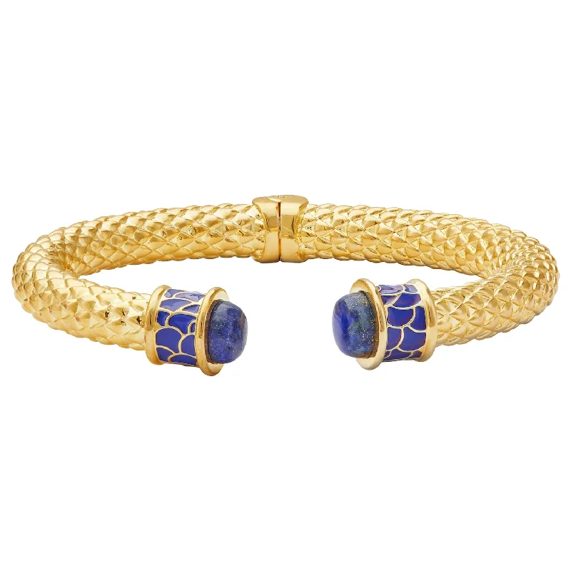 Pearl - Adorned Bangle Bracelets with Delicate Silver ChainsMinoan Torque Cobalt & Gold Bangle Pearl - Adorned Bangle Bracelets with Delicate Silver ChainsMinoan Torque Cobalt & Gold Bangle