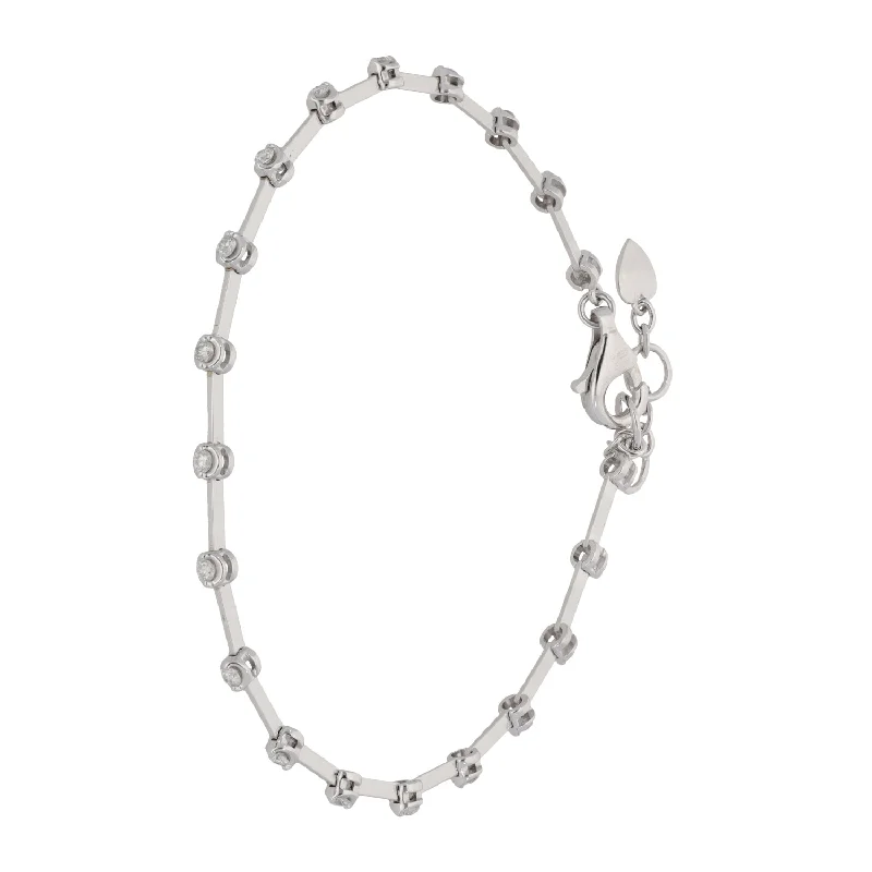 Pearl - Adorned Bangle Bracelets with Delicate Silver ChainsNew 18ct White Gold Diamond Tennis Bracelet