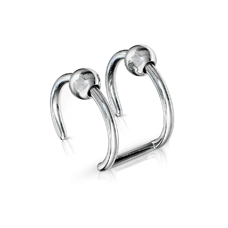 Minimalist hoop earringsFaux Captive Bead Double Hoop Non-Piercing Cuff