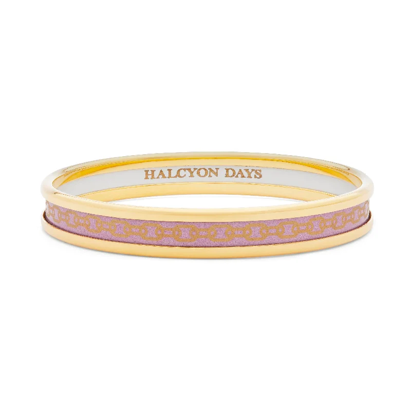 Rose Gold - Plated Bangles with Cubic Zirconia for a Glamorous TouchSkinny Chain Pale Pink & Gold Enamel Bangle Rose Gold - Plated Bangles with Cubic Zirconia for a Glamorous TouchSkinny Chain Pale Pink & Gold Enamel Bangle