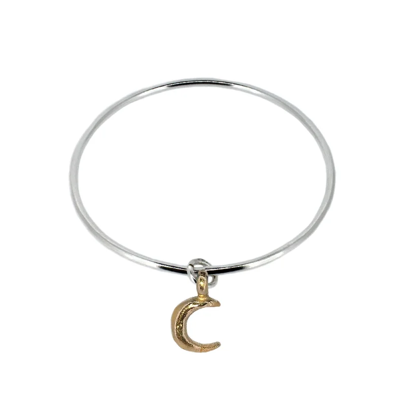 Bangle Sets with Mix - and - Match Patterns for a Versatile AccessoryGold Crescent Moon on Silver Bangle Bangle Sets with Mix - and - Match Patterns for a Versatile AccessoryGold Crescent Moon on Silver Bangle