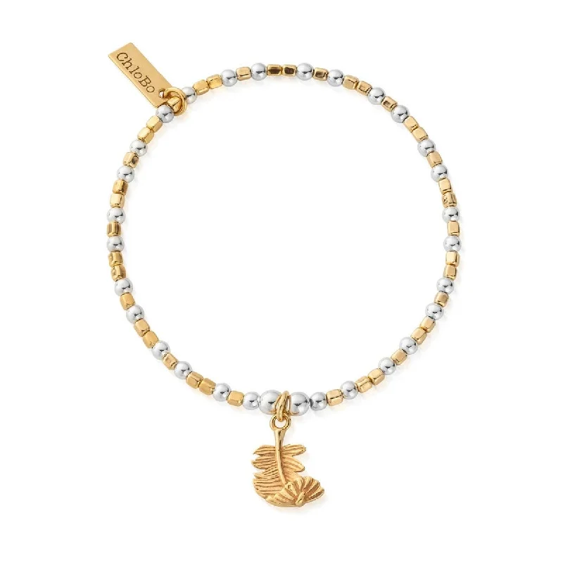 Chamm Bracelets with natural materialsMixed Metal Curved Feather Bracelet