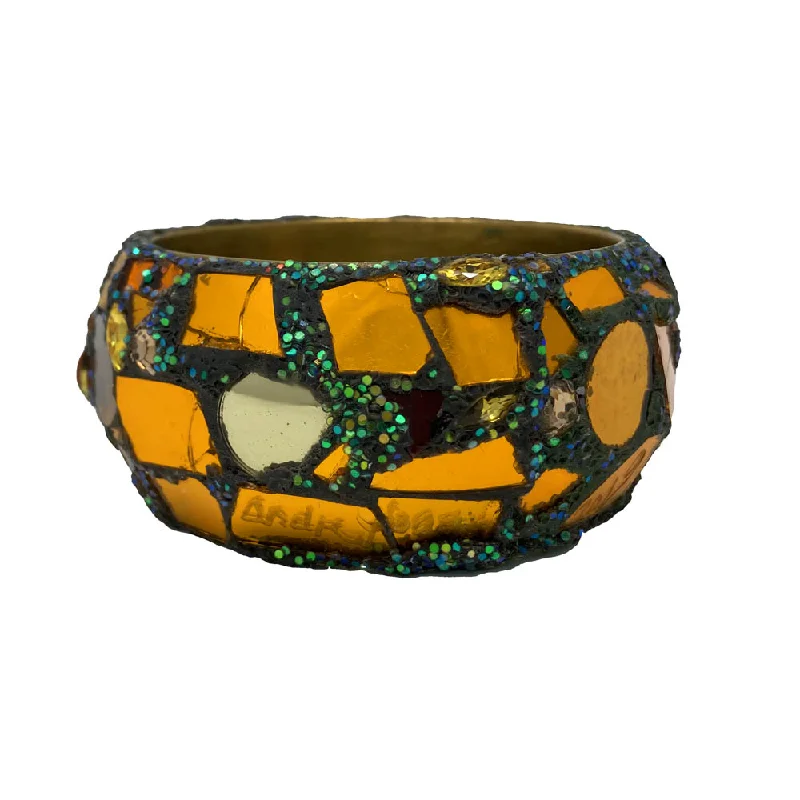 Solid Gold Bangles with Intricate Floral Engravings for a Luxurious LookORANGE AND GREEN GLITTER BANGLE Solid Gold Bangles with Intricate Floral Engravings for a Luxurious LookORANGE AND GREEN GLITTER BANGLE