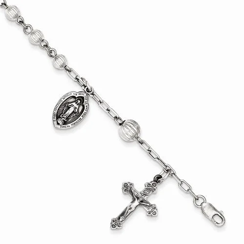 Chamm Bracelets for festivalsSterling Silver Rosary Bracelet with Rndfluted Beads Bracelet Chamm Bracelets for festivalsSterling Silver Rosary Bracelet with Rndfluted Beads Bracelet