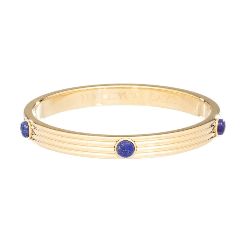 Rose Gold - Plated Bangles with Cubic Zirconia for a Glamorous TouchRibbed Cabochon Deep Cobalt Rose Gold - Plated Bangles with Cubic Zirconia for a Glamorous TouchRibbed Cabochon Deep Cobalt