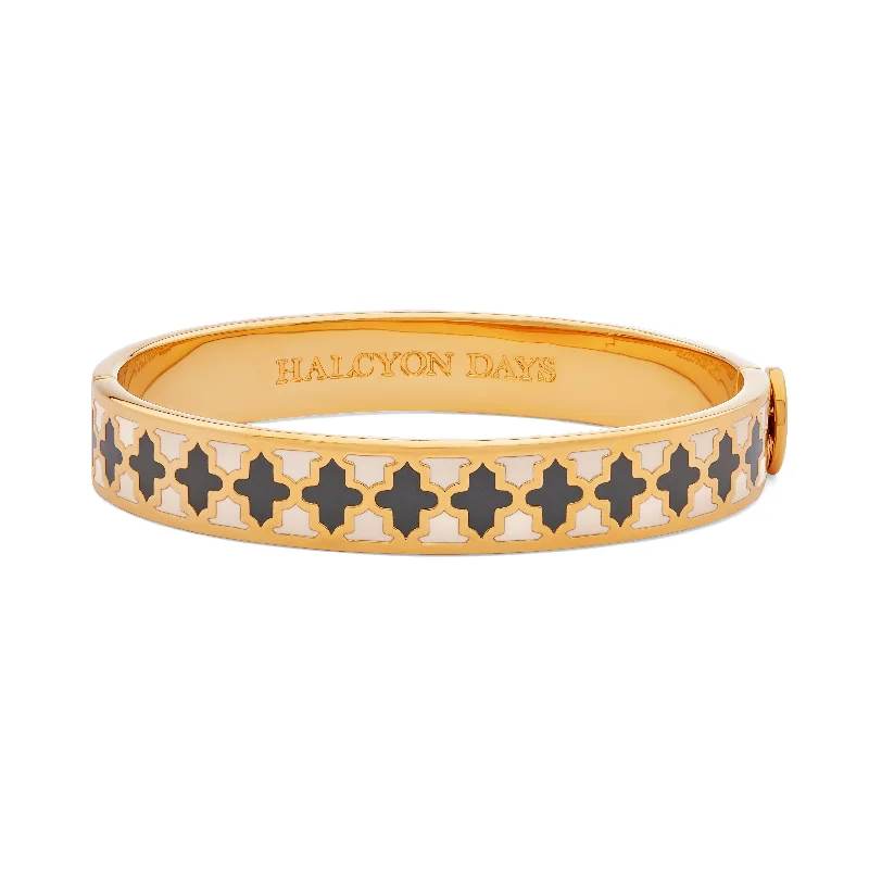 Pearl - Adorned Bangle Bracelets with Delicate Silver ChainsAgama Cream, Grey & Gold Bangle Pearl - Adorned Bangle Bracelets with Delicate Silver ChainsAgama Cream, Grey & Gold Bangle