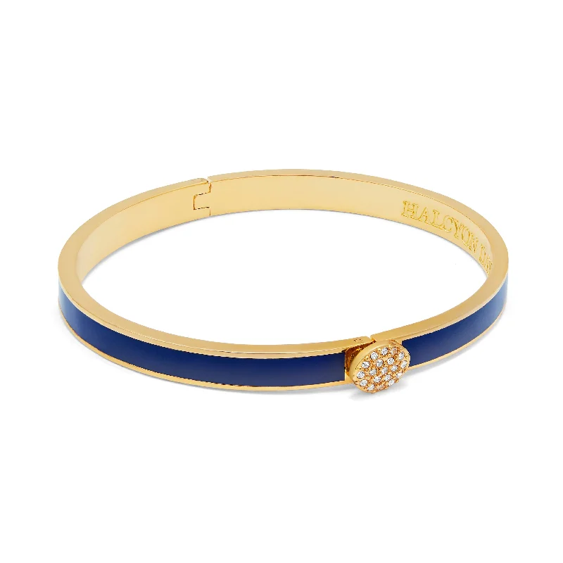 Geometric - Shaped Bangles in Matte Black for a Minimalist AestheticSkinny Pave Button Cobalt & Gold Bangle Geometric - Shaped Bangles in Matte Black for a Minimalist AestheticSkinny Pave Button Cobalt & Gold Bangle