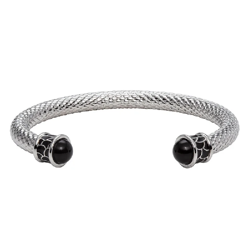 Geometric - Shaped Bangles in Matte Black for a Minimalist AestheticSalamander Torque Black & Silver Bangle Geometric - Shaped Bangles in Matte Black for a Minimalist AestheticSalamander Torque Black & Silver Bangle