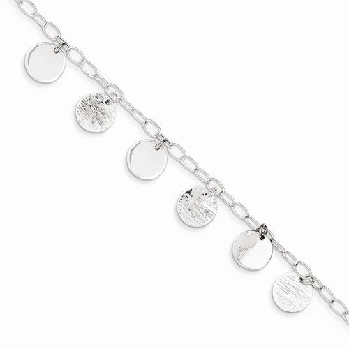 Personalized Chamm BraceletsSterling Silver Polished & Textured Circle Bracelet