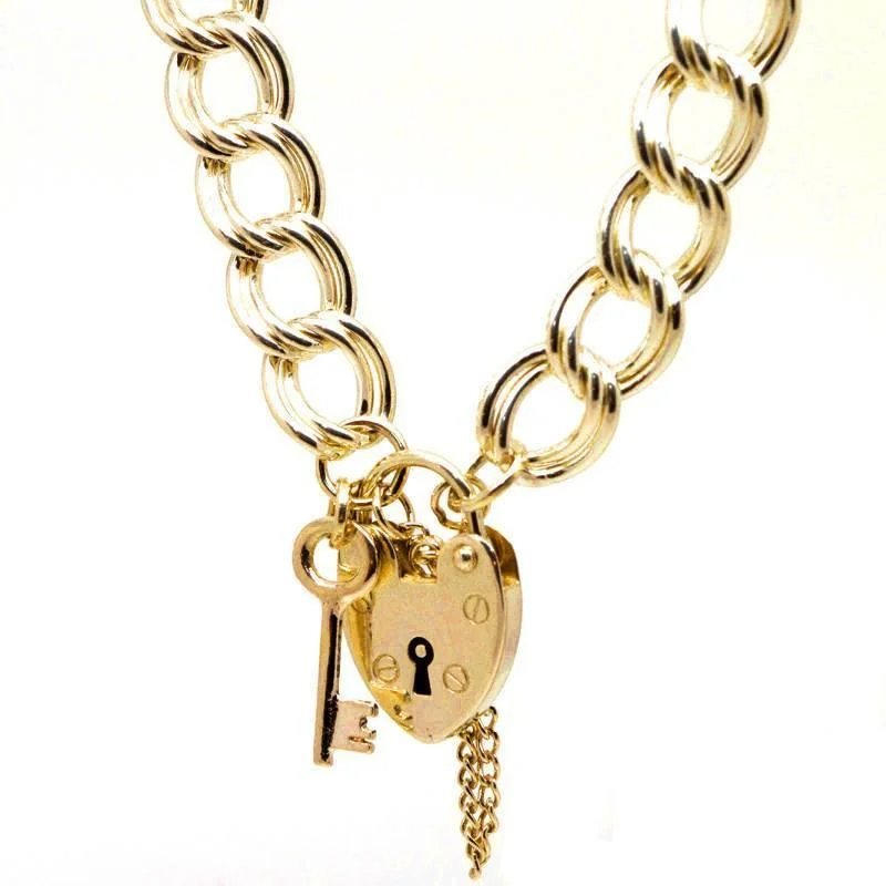 Chamm Bracelets with adjustable sizesGold Large Double Curb Charm Bracelet with Padlock Chamm Bracelets with adjustable sizesGold Large Double Curb Charm Bracelet with Padlock