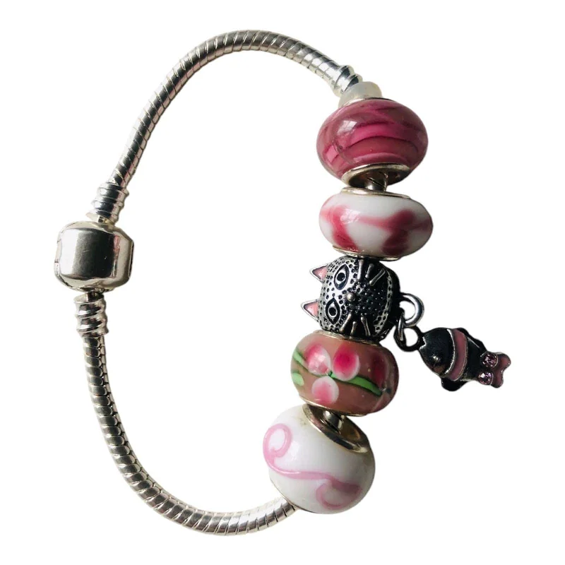 Chamm Bracelets for festivalsPink Lampwork Charm Bracelet