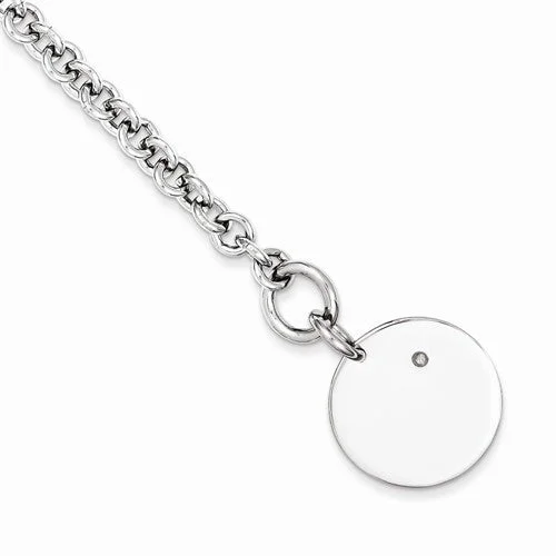 Chamm Bracelets for womenSterling Silver Diamond Disc Bracelet