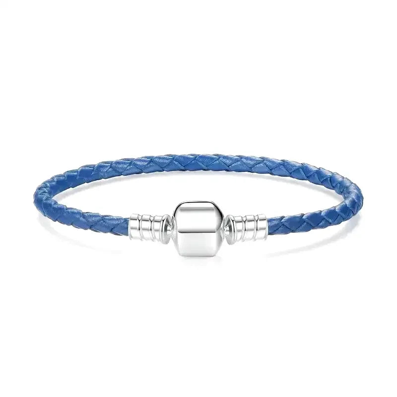 Chamm Bracelets with gemstonesBlue Leather Charm Bracelet