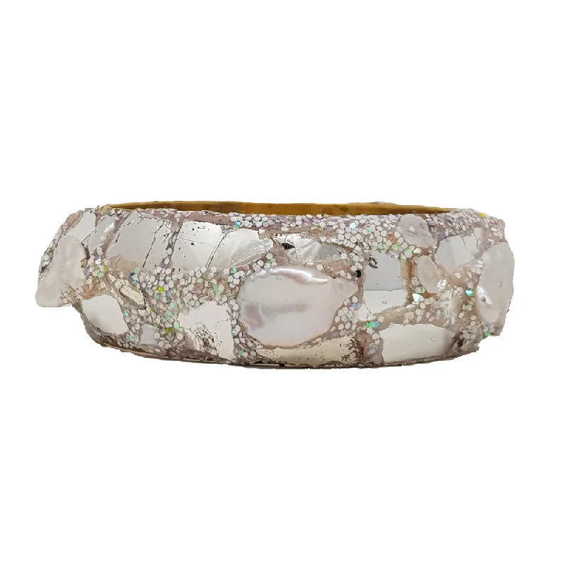 Bangle Sets with Mix - and - Match Patterns for a Versatile AccessoryPEARL AND SILVER MEDIUM BANGLE Bangle Sets with Mix - and - Match Patterns for a Versatile AccessoryPEARL AND SILVER MEDIUM BANGLE