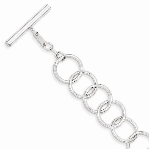Luxury Chamm BraceletsSterling Silver Rhodium Plated Circle Link Bracelet