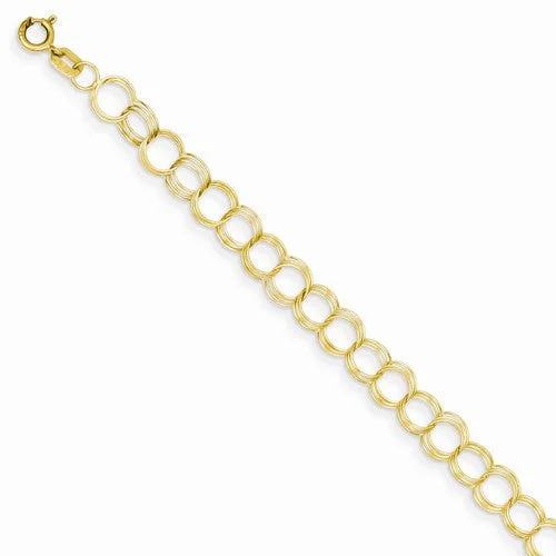 Chamm Bracelets for men14K Yellow Gold Solid Triple Link Charm Bracelet