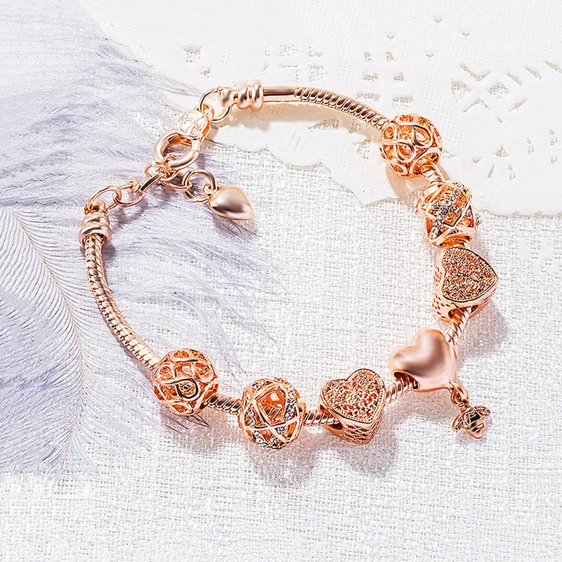 Chamm Bracelets for mindfulnessLuxe6080 - Heart & Bee Charm Bracelet