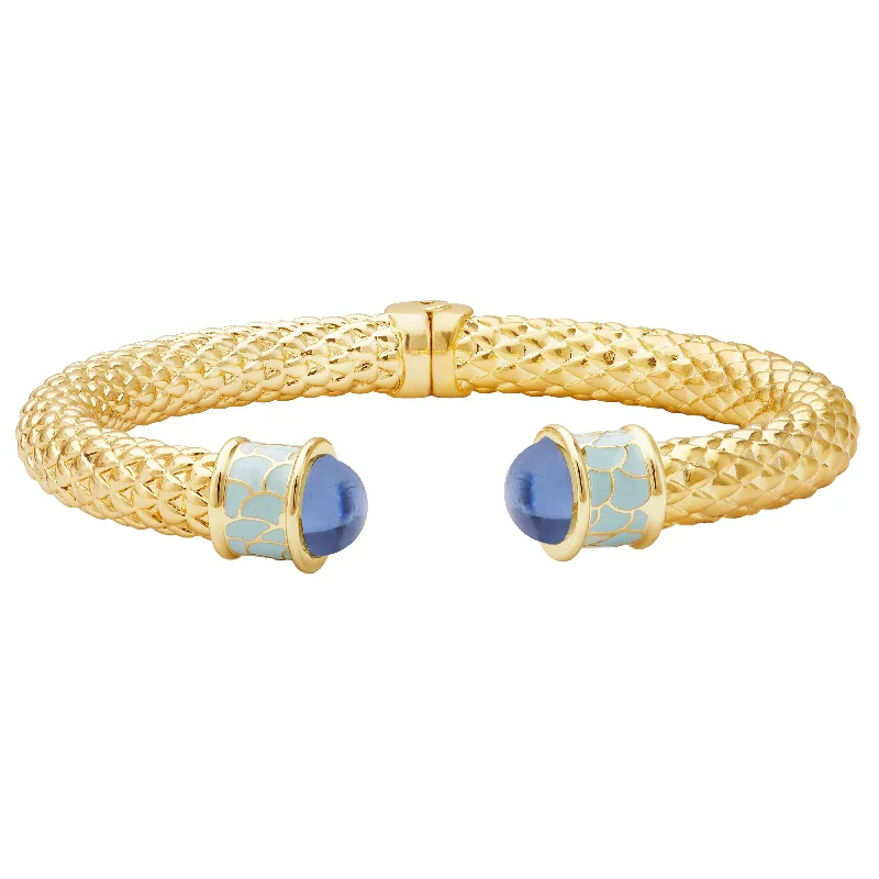Plus Size Women's Wide Bangle Bracelets in Matte Finish for a Statement PieceMinoan Torque Forget-me-Not & Gold Bangle Plus Size Women's Wide Bangle Bracelets in Matte Finish for a Statement PieceMinoan Torque Forget-me-Not & Gold Bangle