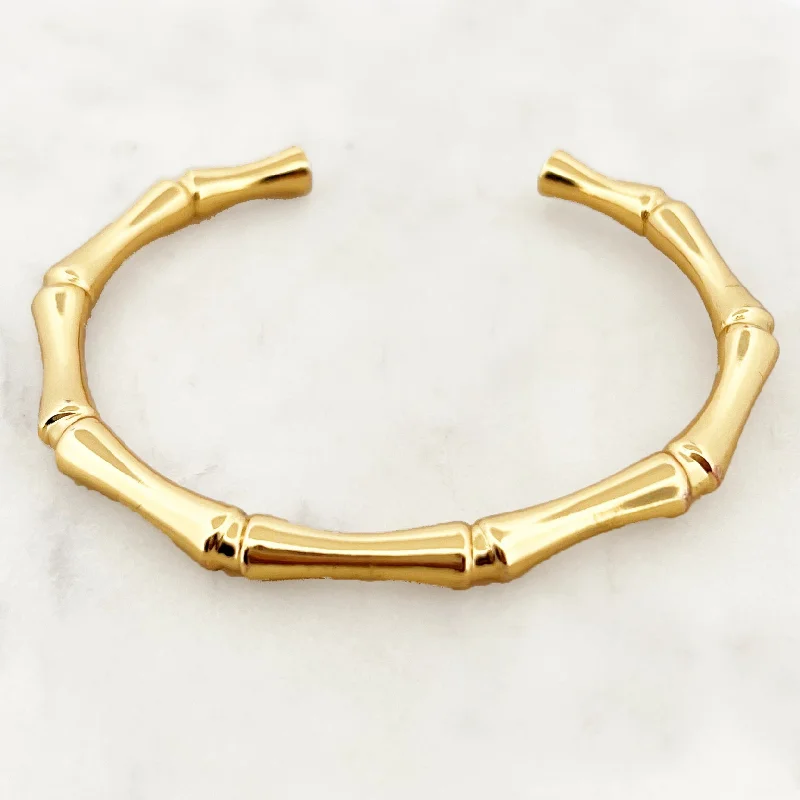 Bangle Bracelets with Adjustable Screw - Closures for a Secure FitBamboo Bangle