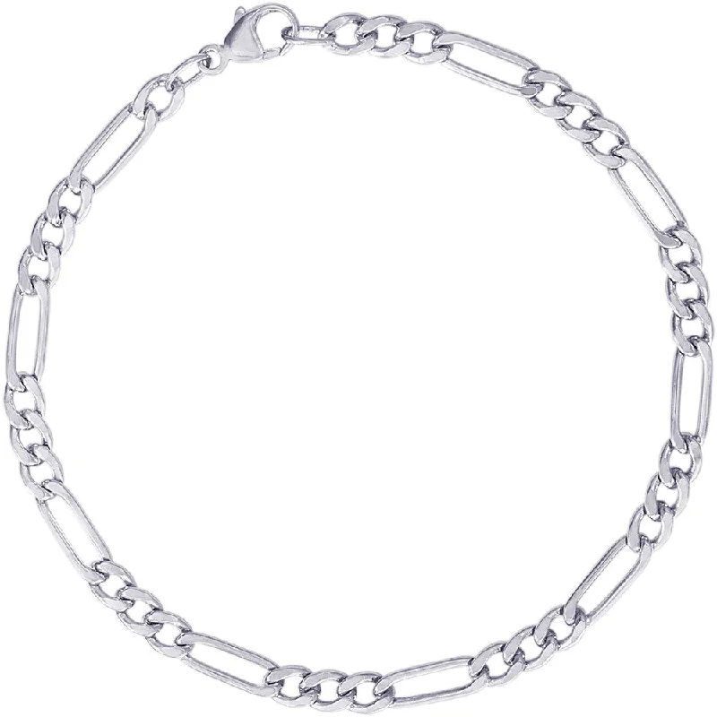 Personalized Chamm BraceletsFigaro Link Charm Bracelet in Sterling Silver