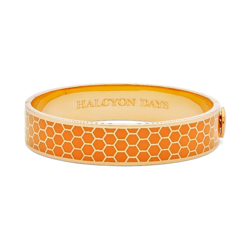 Vintage - Inspired Bangle Bracelets with Filigree and Rhinestone AccentsHoneycomb Orange & Gold Bangle Vintage - Inspired Bangle Bracelets with Filigree and Rhinestone AccentsHoneycomb Orange & Gold Bangle