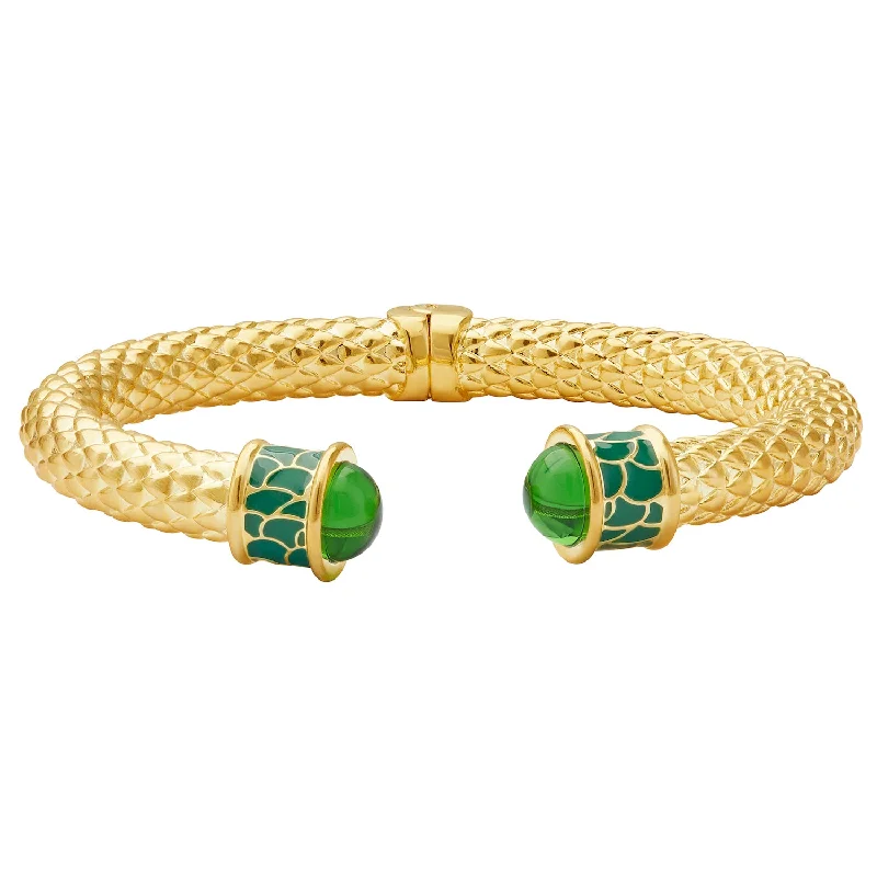Adjustable Bangle Bracelets with Magnetic Closures for Easy Wear and RemovalMinoan Torque Emerald & Gold Bangle Adjustable Bangle Bracelets with Magnetic Closures for Easy Wear and RemovalMinoan Torque Emerald & Gold Bangle