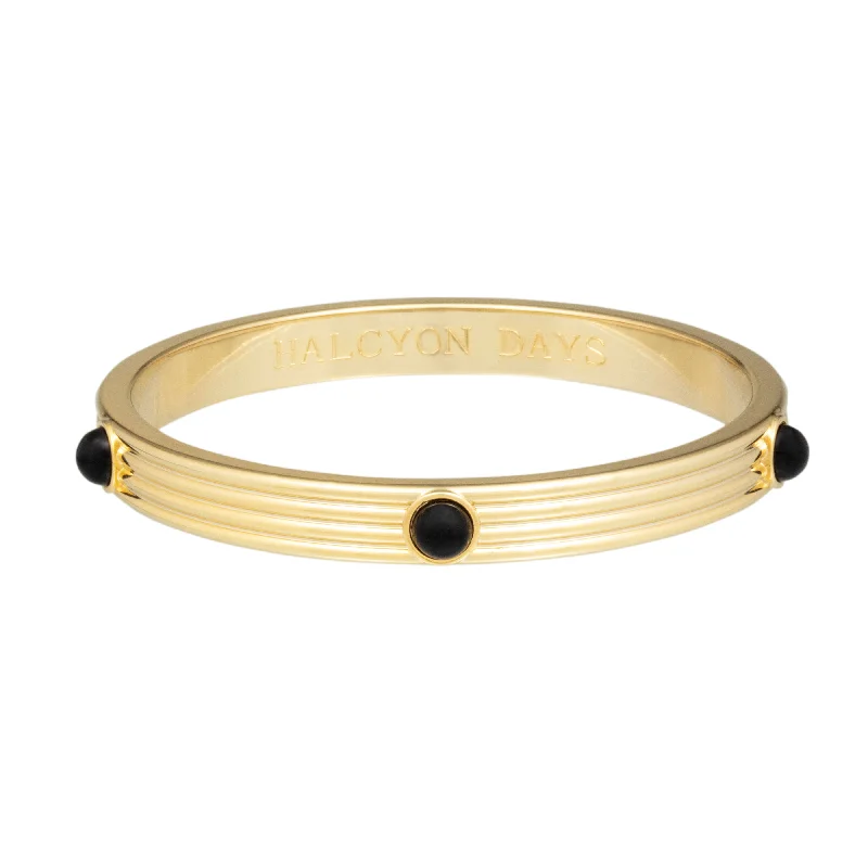 Vintage - Inspired Bangle Bracelets with Filigree and Rhinestone AccentsRibbed Cabochon Black Vintage - Inspired Bangle Bracelets with Filigree and Rhinestone AccentsRibbed Cabochon Black