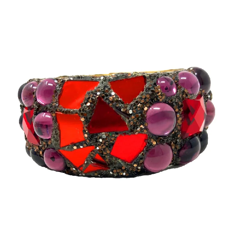 Stretch Bangle Bracelets with Elastic Cord for a Comfortable FitRED AND PURPLE BANGLE Stretch Bangle Bracelets with Elastic Cord for a Comfortable FitRED AND PURPLE BANGLE