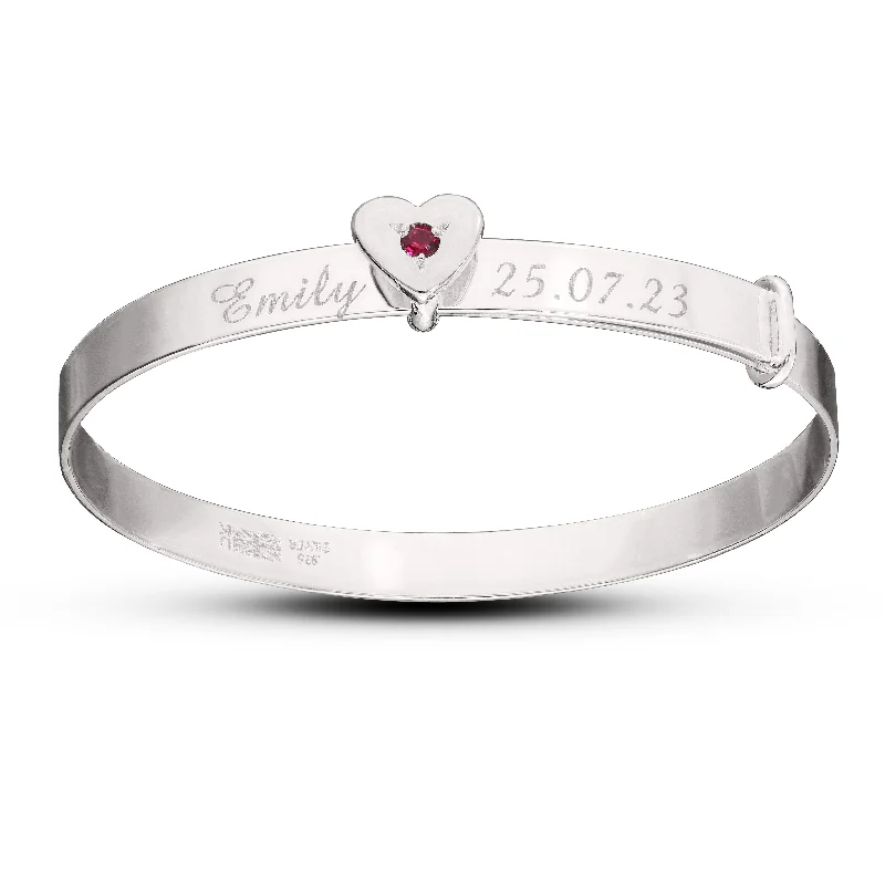 Solid Gold Bangles with Intricate Floral Engravings for a Luxurious LookPersonalised Silver Heart Bangle with Birthstones for Kids (0-3 years) Solid Gold Bangles with Intricate Floral Engravings for a Luxurious LookPersonalised Silver Heart Bangle with Birthstones for Kids (0-3 years)