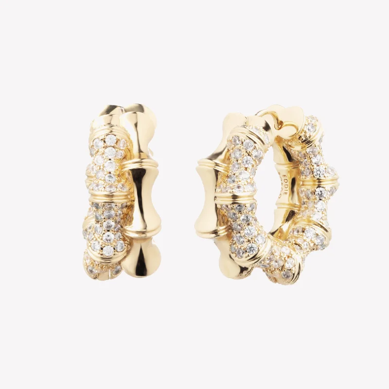 Everyday hoop earringsPAVÉ BAMBÙ HOOP EARRINGS | 1"