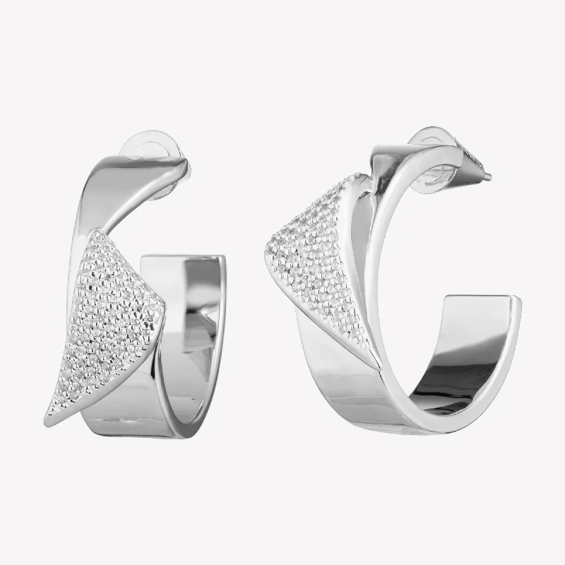 Oval hoop earringsPAVÉ FOLDED HOOP EARRINGS