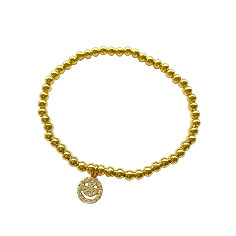Personalized Chamm BraceletsPave Smiley Charm Bracelet