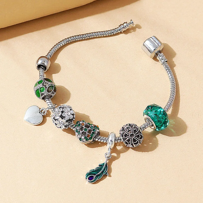 Chamm Bracelets for spiritual healingLuxe6103 - Peacock Feather Charm Bracelet