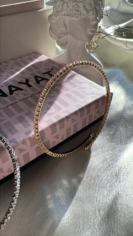 Rose Gold - Plated Bangles with Cubic Zirconia for a Glamorous TouchSerene luxe cuff Rose Gold - Plated Bangles with Cubic Zirconia for a Glamorous TouchSerene luxe cuff