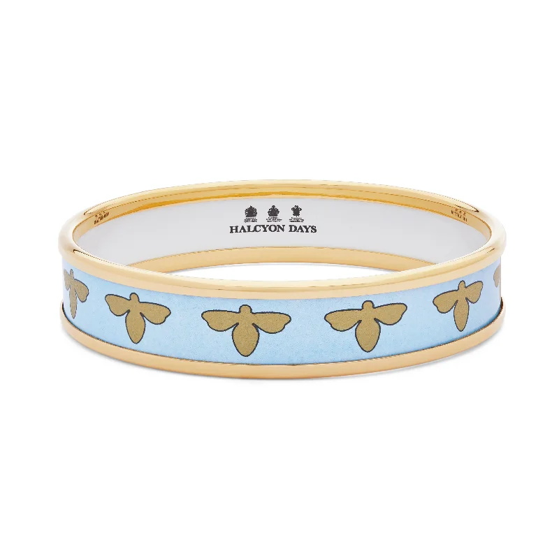 Unisex Bangle Bracelets with Abstract Artwork for a Unique StatementBee Forget-me-Not & Gold Enamel Bangle Unisex Bangle Bracelets with Abstract Artwork for a Unique StatementBee Forget-me-Not & Gold Enamel Bangle