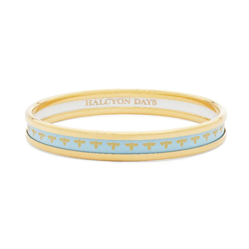 Bangle Sets with Mix - and - Match Patterns for a Versatile AccessorySkinny Bee Forget-Me-Not & Gold Enamel Bangle Bangle Sets with Mix - and - Match Patterns for a Versatile AccessorySkinny Bee Forget-Me-Not & Gold Enamel Bangle
