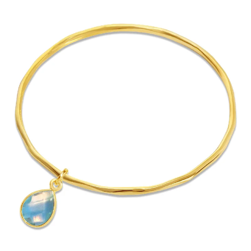 Chamm Bracelets for yoga loversBlue Topaz Charm Bangle | Gold - December