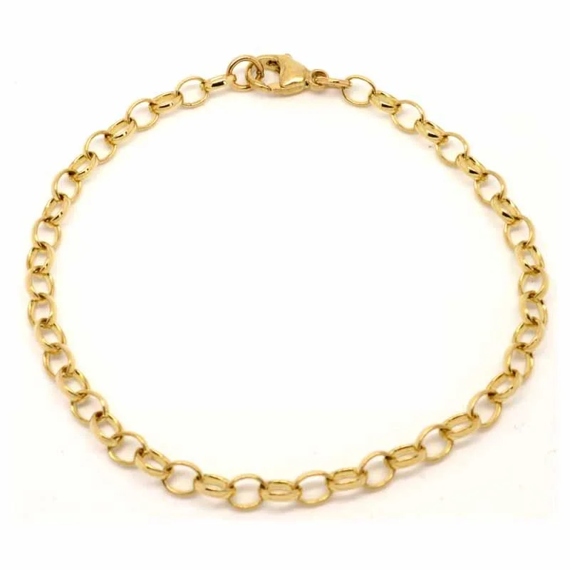 Chamm Bracelets with natural materialsGold Oval Belcher Ankle Charm Bracelet