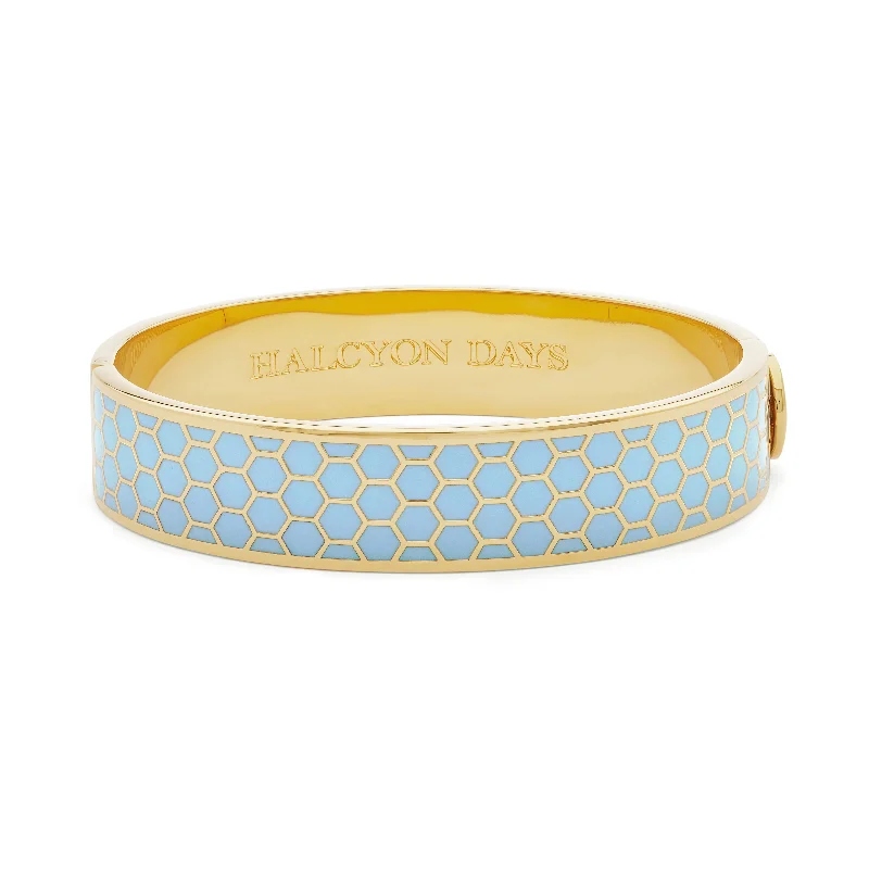Stretch Bangle Bracelets with Elastic Cord for a Comfortable FitHoneycomb Forget-me-not & Gold Bangle Stretch Bangle Bracelets with Elastic Cord for a Comfortable FitHoneycomb Forget-me-not & Gold Bangle