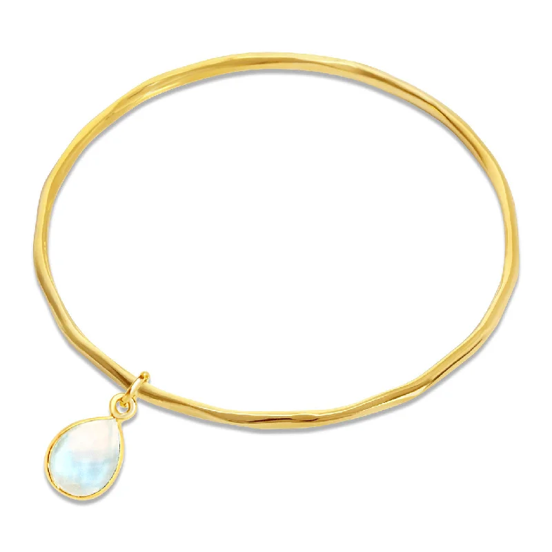 Chamm Bracelets with natural materialsMoonstone Charm Bangle | Gold - June
