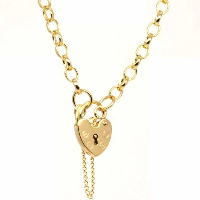 Chamm Bracelets for yoga loversGold Oval belcher charm bracelet with padlock
