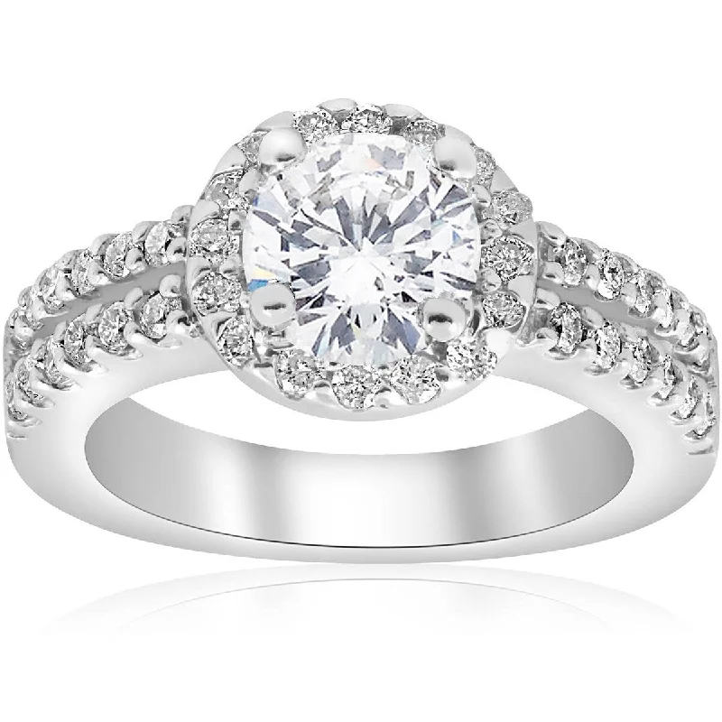 18K White Gold Classic Round - Cut Diamond Wedding Bands for a Timeless and Elegant Look1 1/2ct Halo Diamond Engagement Ring 14K White Gold Double Row 18K White Gold Classic Round - Cut Diamond Wedding Bands for a Timeless and Elegant Look1 1/2ct Halo Diamond Engagement Ring 14K White Gold Double Row