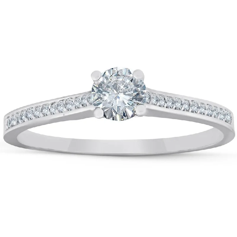 Platinum Celtic - Inspired Wedding Bands with Intricate Knotwork Patterns for a Symbolic and Stylish Choice1/2 Ct Diamond Engagement Ring with Side Stones 14k White Gold Platinum Celtic - Inspired Wedding Bands with Intricate Knotwork Patterns for a Symbolic and Stylish Choice1/2 Ct Diamond Engagement Ring with Side Stones 14k White Gold