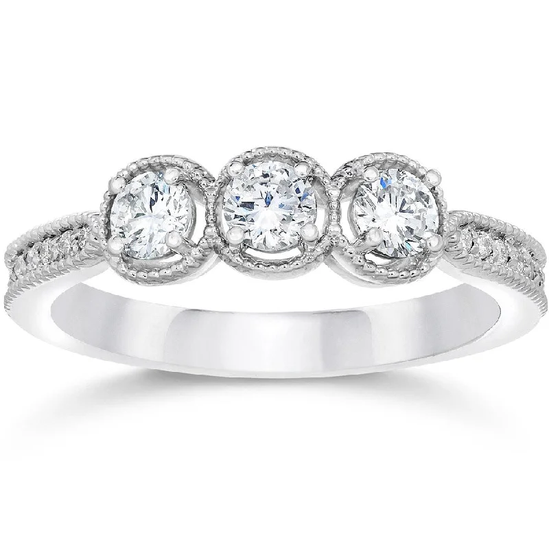 Vintage - Style Filigree Wedding Bands in 14K Gold for a Romantic and Antique - Inspired Aesthetic10k White Gold 1/2ct TDW Vintage 3-stone Diamond Engagement Ring Vintage - Style Filigree Wedding Bands in 14K Gold for a Romantic and Antique - Inspired Aesthetic10k White Gold 1/2ct TDW Vintage 3-stone Diamond Engagement Ring