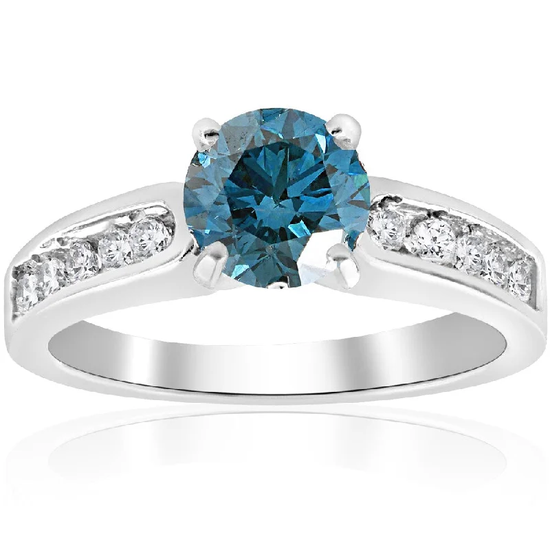 Rose Gold - Plated Engagement and Wedding Band Sets with a Halo of Cubic Zirconia for a Glamorous and Affordable Look14K White Gold 1 1/2 ct TDW Blue Diamond Engagement Ring (Blue) Rose Gold - Plated Engagement and Wedding Band Sets with a Halo of Cubic Zirconia for a Glamorous and Affordable Look14K White Gold 1 1/2 ct TDW Blue Diamond Engagement Ring (Blue)