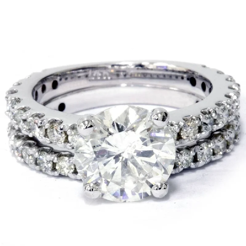 Pearl - and - Diamond - Studded Wedding Bands in White Gold for a Feminine and Elegant Touch3 1/2 ct Diamond Engagement Wedding Ring Set 14K White Gold Clarity Enhanced Pearl - and - Diamond - Studded Wedding Bands in White Gold for a Feminine and Elegant Touch3 1/2 ct Diamond Engagement Wedding Ring Set 14K White Gold Clarity Enhanced