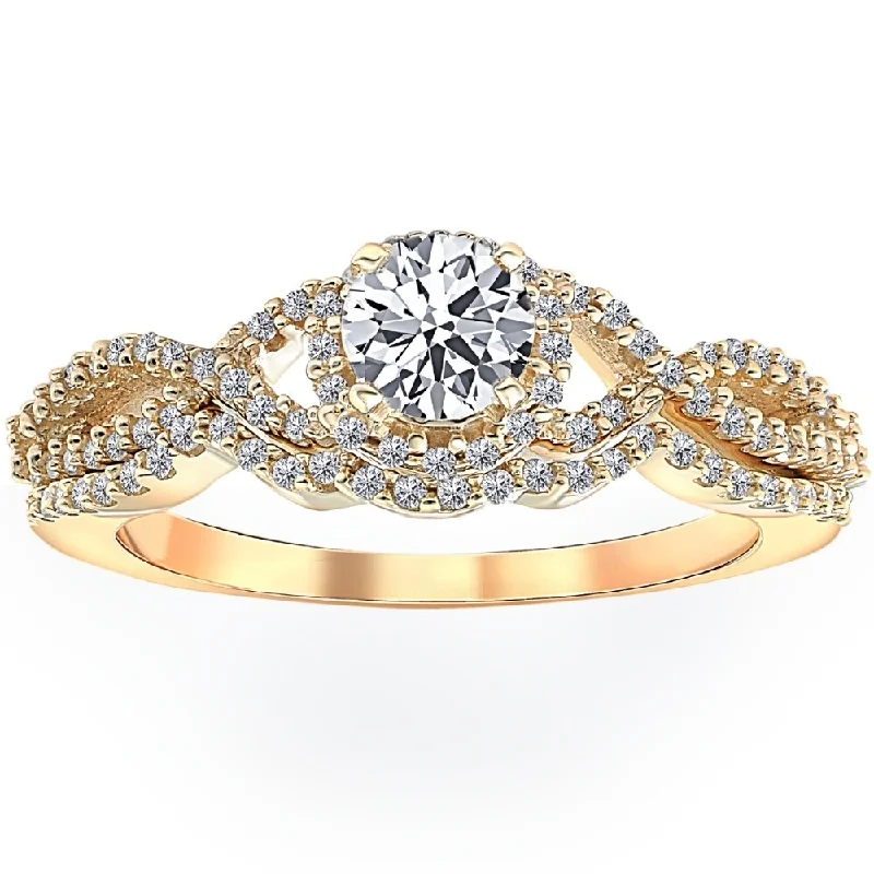Rose Gold - Plated Engagement and Wedding Band Sets with a Halo of Cubic Zirconia for a Glamorous and Affordable Look3/4 Ct Diamond Engagement Infinity Wedding Ring Set 14k Yellow Gold Rose Gold - Plated Engagement and Wedding Band Sets with a Halo of Cubic Zirconia for a Glamorous and Affordable Look3/4 Ct Diamond Engagement Infinity Wedding Ring Set 14k Yellow Gold